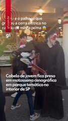 Adolescente tem cabelo preso em motosserra cenográfica em parque