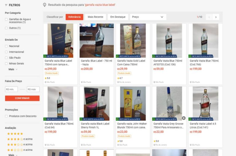 Venda de garrafas vazias de uísque na internet gera alerta sobre adulteração