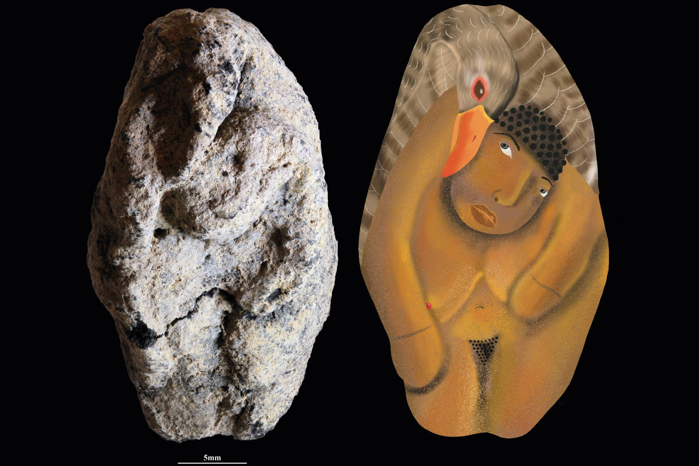Descoberta de estatueta de 12 mil anos revela cena mitológica entre mulher e ganso