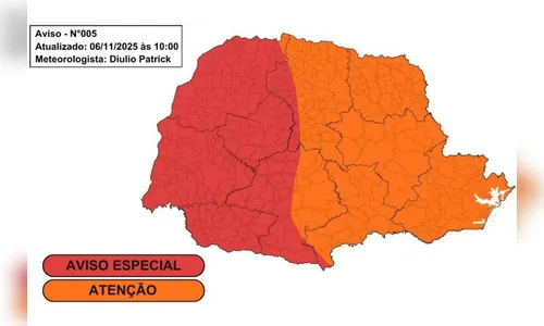 Paraná em alerta para ventos severos