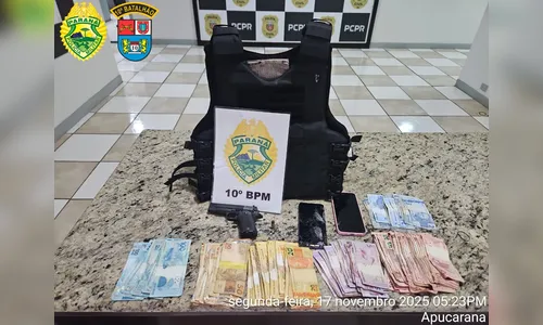 Polícia Militar captura foragido e apreende colete e R$ 5 mil em Apucarana