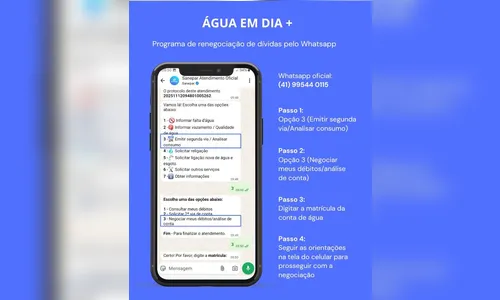 Sanepar apresenta programa de renegociação de dívidas pelo WhatsApp