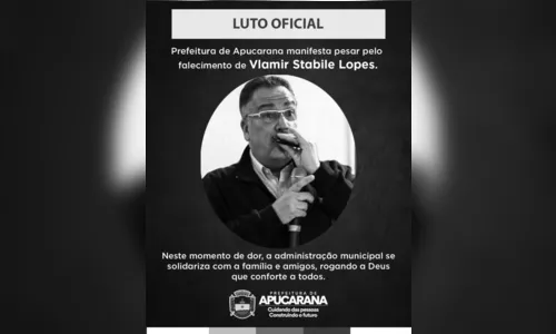 Luto oficial de três dias em Apucarana pela morte de Vlamir Stabile
