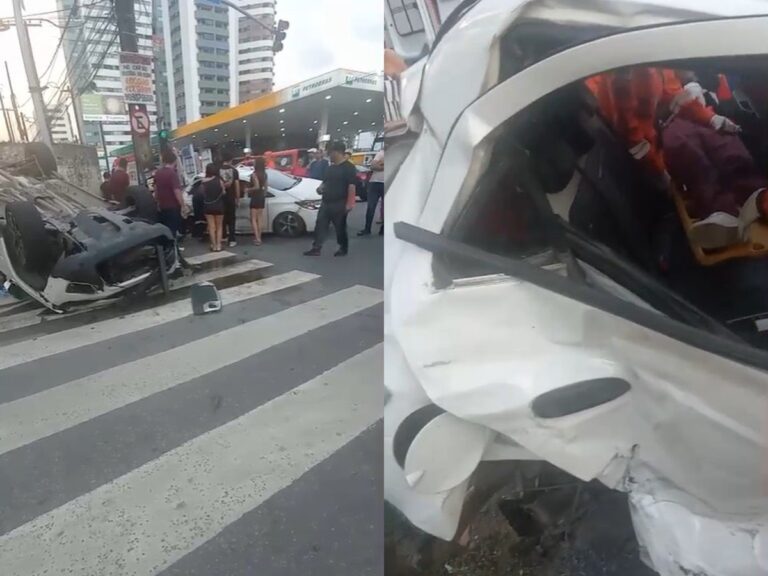 Carro capota em Boa Viagem e deixa feridas