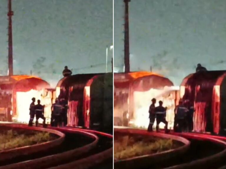 Criminosos incendeiam vagão de trem na Baixada Santista
