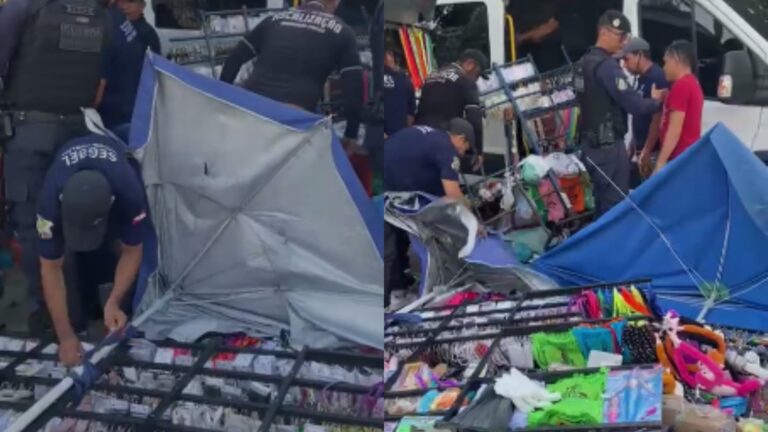 Vendedores ambulantes são retirados da praça Santuário em Belém