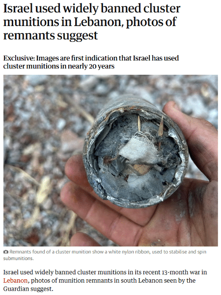 Israel é acusado de utilizar bombas proibidas no Líbano