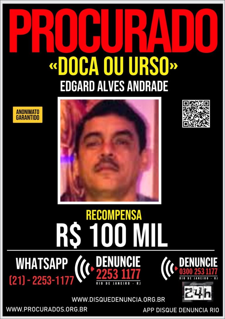 Disque Denúncia oferece recompensa de R$ 100 mil por informações que levem à captura de Doca