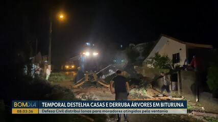 Tempestade derruba árvores e destelha casas em Bituruna, PR