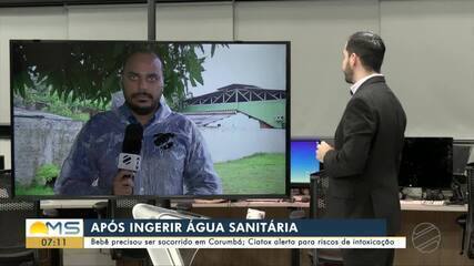 Bebê de 1 ano socorrida após ingestão de água sanitária em Corumbá