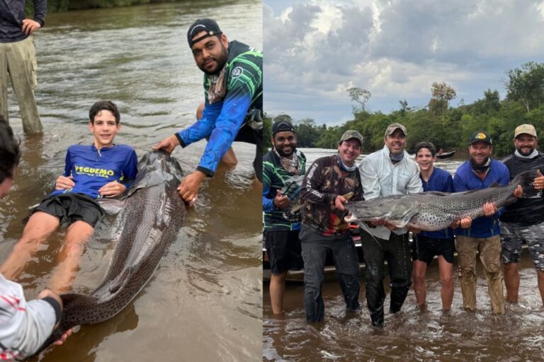 Adolescente fisga peixe maior que o próprio tamanho em MS