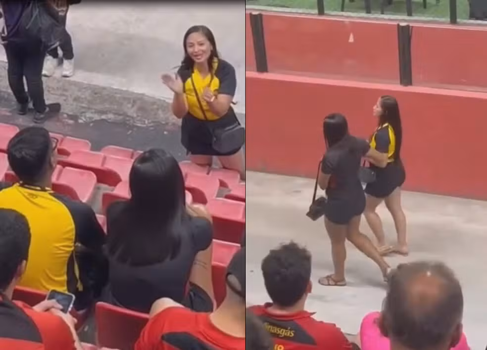 Em Recife, mulher descobre traição em estádio e deixa partida com a ‘outra’