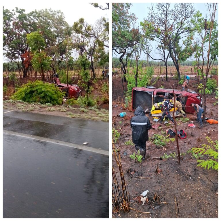 Quatro pessoas feridas em capotamento de caminhonete na BR-365