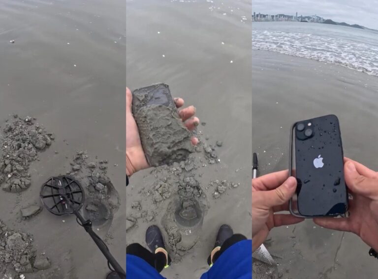 Jovem encontra iPhone enterrado em praia de SC e devolve à dona