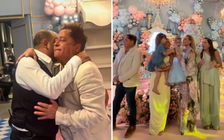 Leonardo rouba a cena na festa da neta Maria Flor
