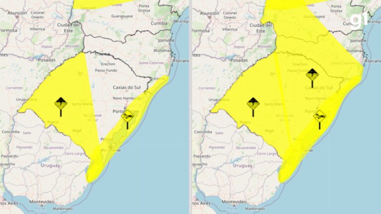 Chuva intensa e ventos fortes no RS neste fim de semana