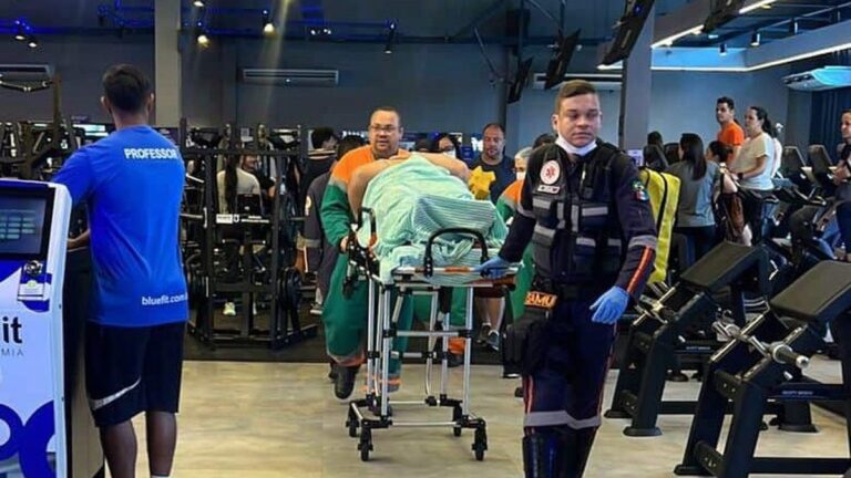 Acidente em academia gera preocupação após banco ceder durante exercício