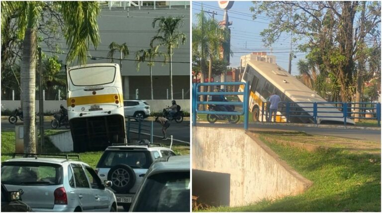 Ônibus sem freio cai em córrego em Araras, SP