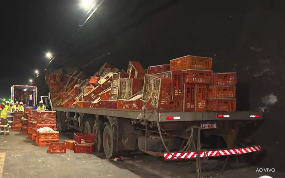 Caminhão Tomba e Espalha Galinhas Vivas no Túnel da Covanca, Causando Caos na Linha Amarela