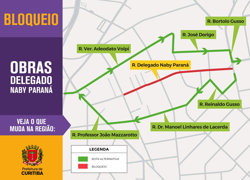 Obras do Novo Inter 2 interditam rua Delegado Naby Paraná em Curitiba