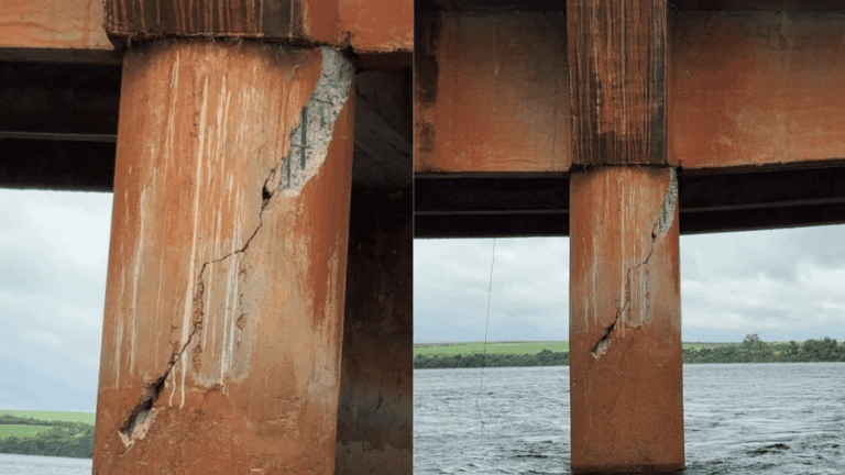 Trincas em pilares da ponte entre Minas Gerais e São Paulo alteram trânsito